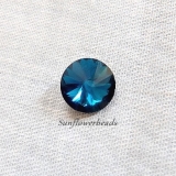 1 Rivoli, runder Glasstein 14 mm - blue zircon